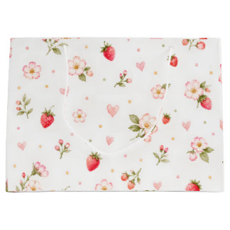 Sac de cadeau à la fraise aquarelle