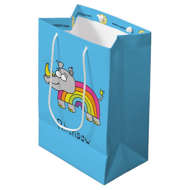 Sac de cadeau d'arc-en-ciel de rhinocéros de (Devant Angle)