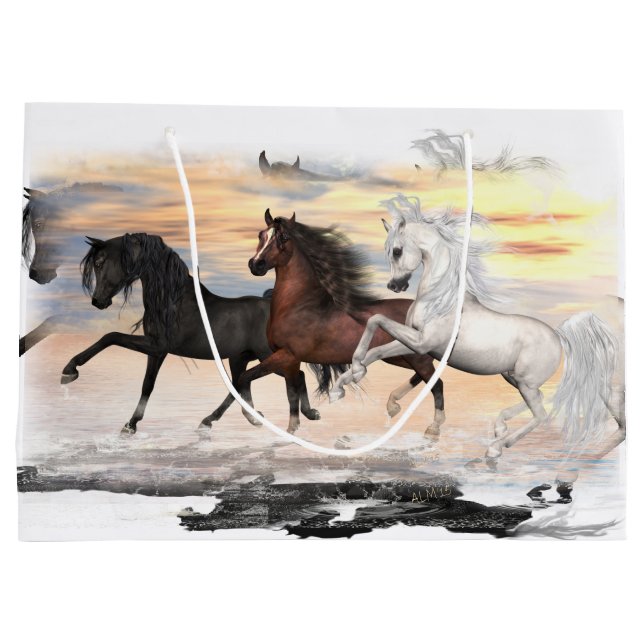 Sac de cadeau de 3 chevaux - Lrg, brillant, taille (Dos)