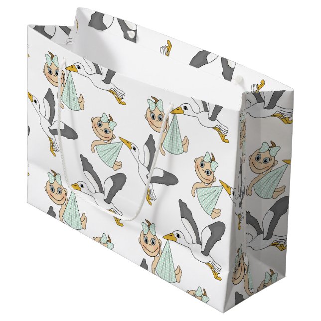 Sac de cadeau de baby shower/naissance - grand, (Devant Angle)