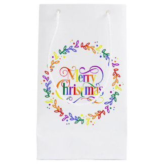 Sac de cadeau de couronne de Noël arc-en-ciel joye