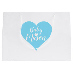 Sac de cadeau de garçon de coeur de bleus layette