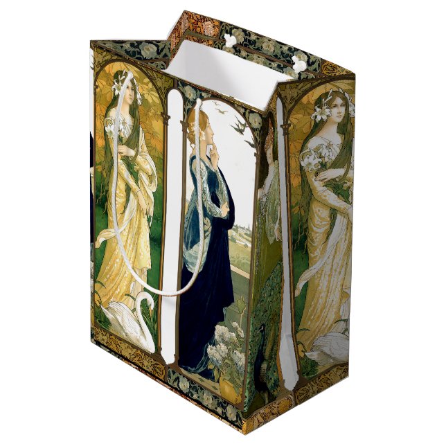 Sac de cadeau de Madame Bird Swan Peacock Floral (Dos Angle)