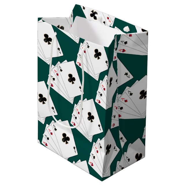 Sac de cadeau de quatre d'as cartes de jeu (Devant Angle)