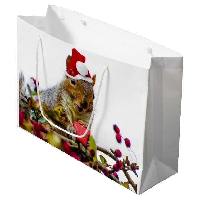 Sac de cadeau d'écureuil de Noël grand (Devant Angle)
