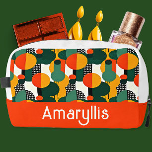 Sac de cosmétiques à cercles abstraits rétro brill