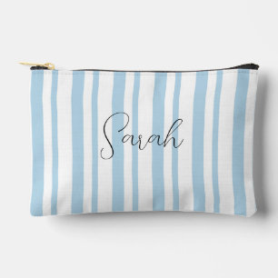 Sac de cosmétiques rayé bleu personnalisé pour dem