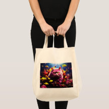 Sac de courses avec illustration de chat 