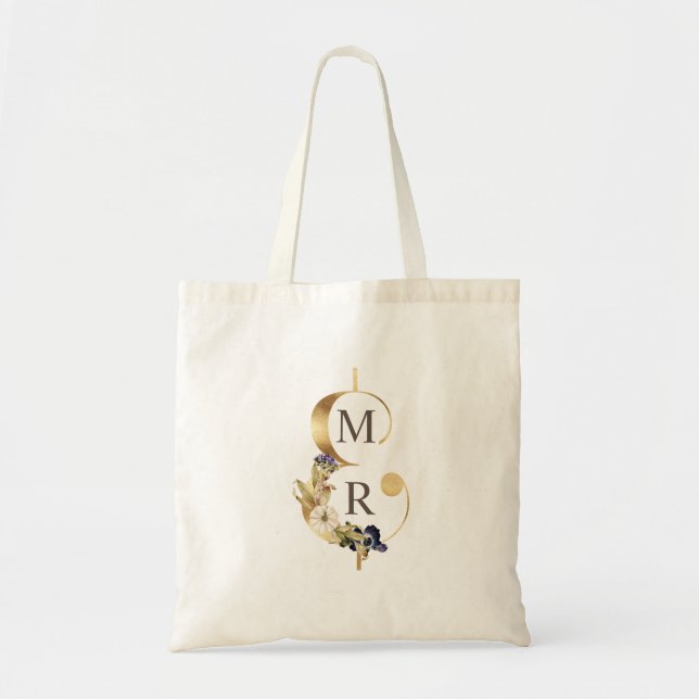 sac de faveur de mariage à monogramme double amper (Devant)