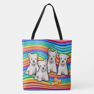 Sac de fourre-tout de chiots d'arc-en-ciel grand