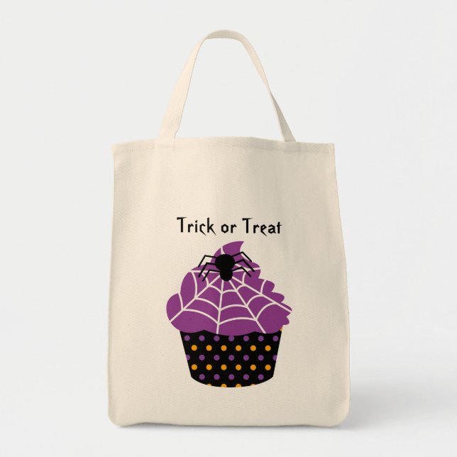 Sac de friandises Halloween cupcake araignée (Devant)