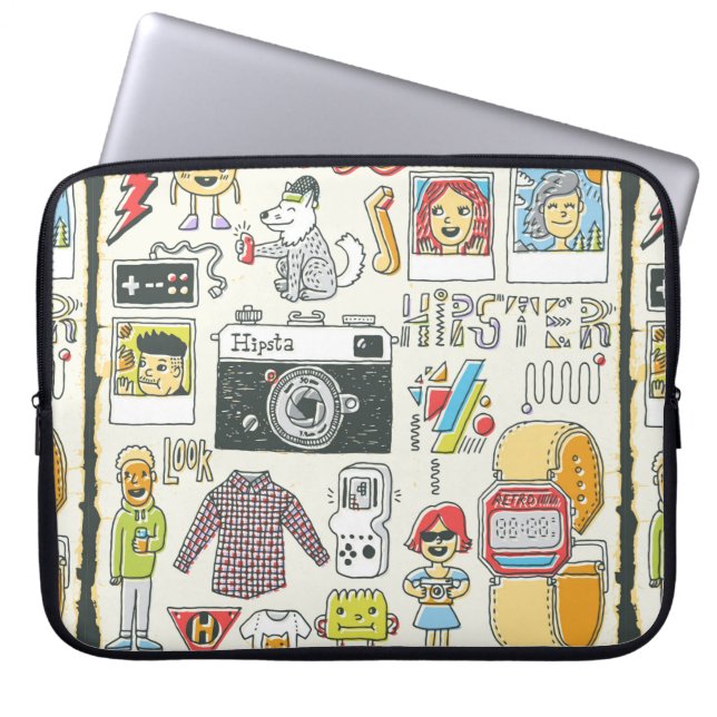 Sac de Hipster sangle dessiné à la main jeu de doo (Devant)