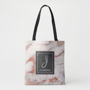 Sac de livre de monogramme de marbre d'or Rose
