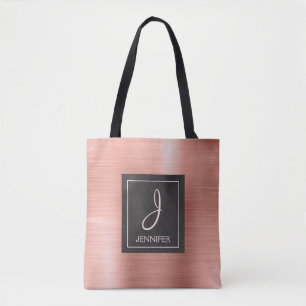 Sac de livre de monogramme élégant en métal rose R