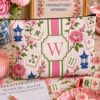 Sac de Mahjong en seersucker rose personnalisé