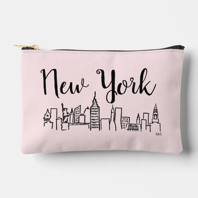 Sac de maquillage d'illustration Skyline NYC (Recto)