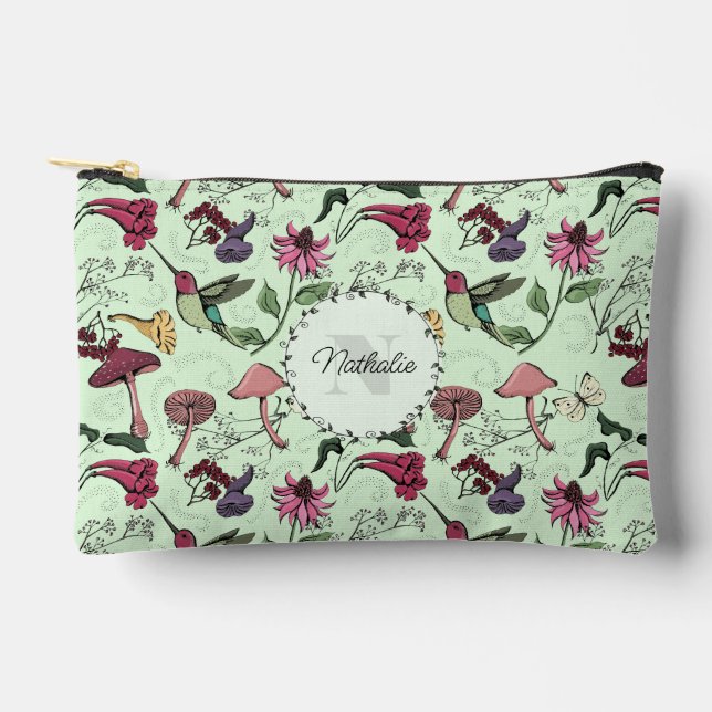 Sac de maquillage floral de colibri du jardin de p (Recto)