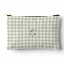 Sac de Maquillage Monogramme Gingham Vert Sauge