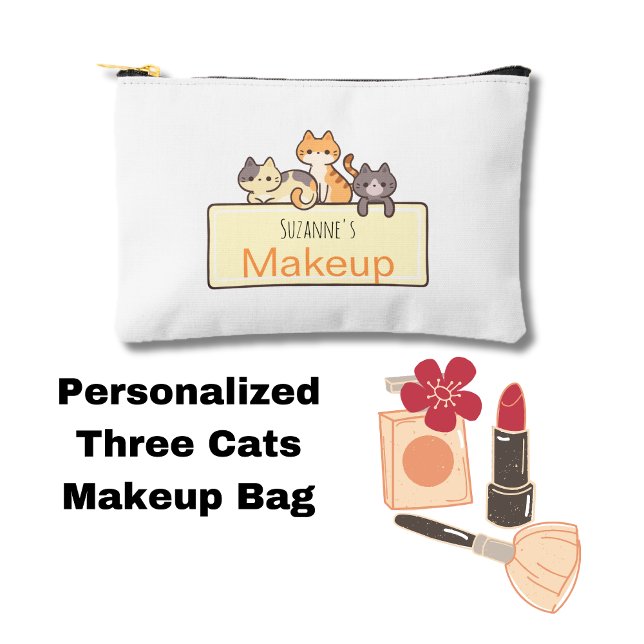Sac de maquillage personnalisé à trois chats (Créateur téléchargé)