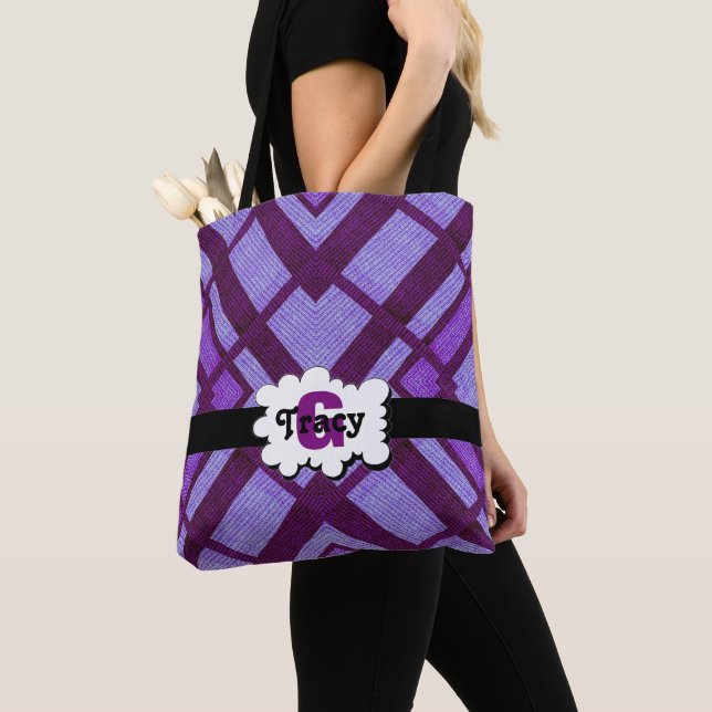 Sac de monogrammes violet et violet clair (De près)