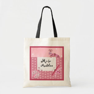Sac de nom du monogramme de bugs roses