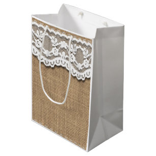 Sac de papier rustique d'effet de toile de jute et