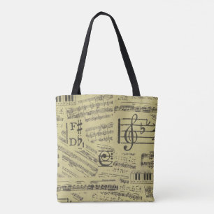 Sac de piano de note de musique de sac fourre-tout