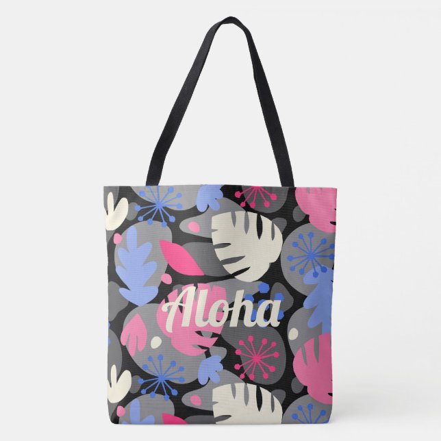 Sac de plage gris tropicale Hawaiian Leaf Mod Mons (Devant)