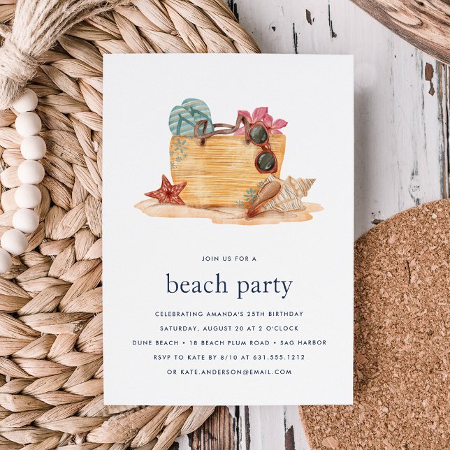 Sac de plage | Invitation à une fête de plage (Créateur téléchargé)