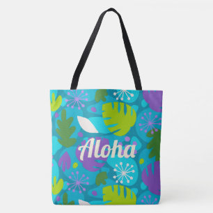 Sac de plage Turquoise Tropical Hawaiian Leaf Mod
