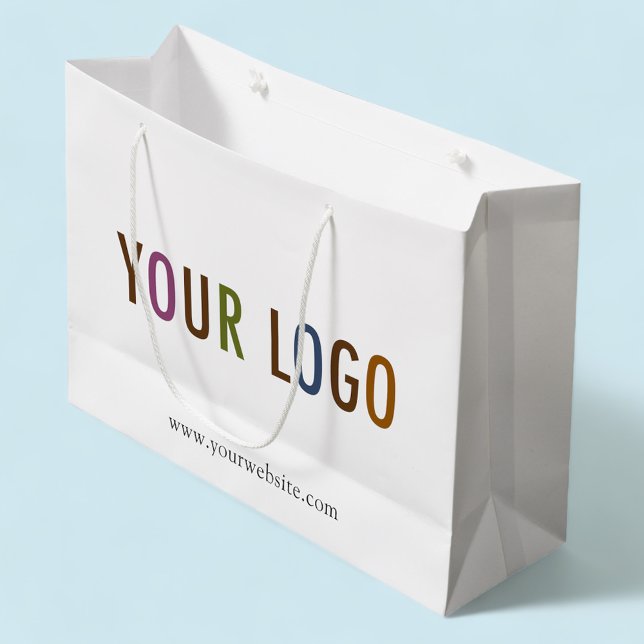 Sac de shopping personnalisé 12,5 pouces avec logo (MISOOK 12.5 x 4 x 9 inch White Gift Bag with Logo)