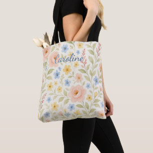 Sac de shopping personnalisé avec art floral franç