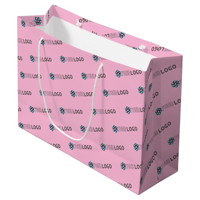 Sac de shopping rose personnalisé avec logo commer (Devant Angle)