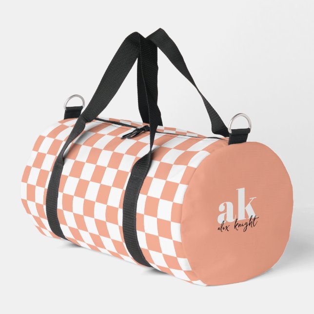 Sac De Sport À damiers Monogramme de signature rétro (Coin gauche)