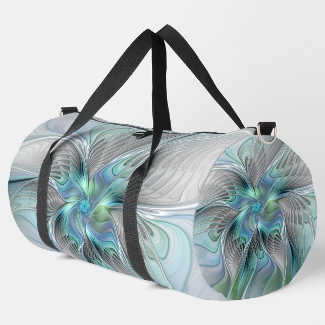 Sac De Sport Abstrait Bleu Vert Papillon Imaginaire Fractal Art (Coin gauche)