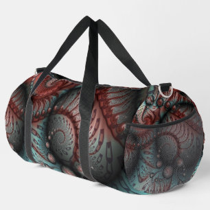 Sac De Sport Abstrait Fantaisie Vive Art Fractal Brun Bleu