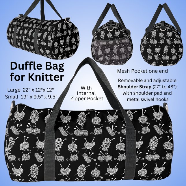 Sac De Sport Aiguilles en laine de tricot Knitter noir blanc (Créateur téléchargé)