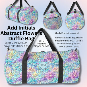 Sac De Sport Ajouter Initiales, Fleurs Abstraites Pastel