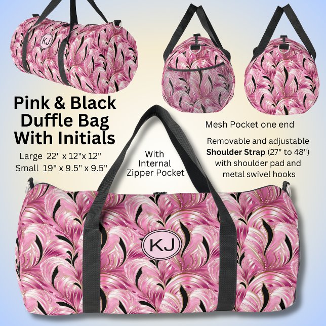 Sac De Sport Ajouter les initiales, molle rose or noir perlées  (Créateur téléchargé)