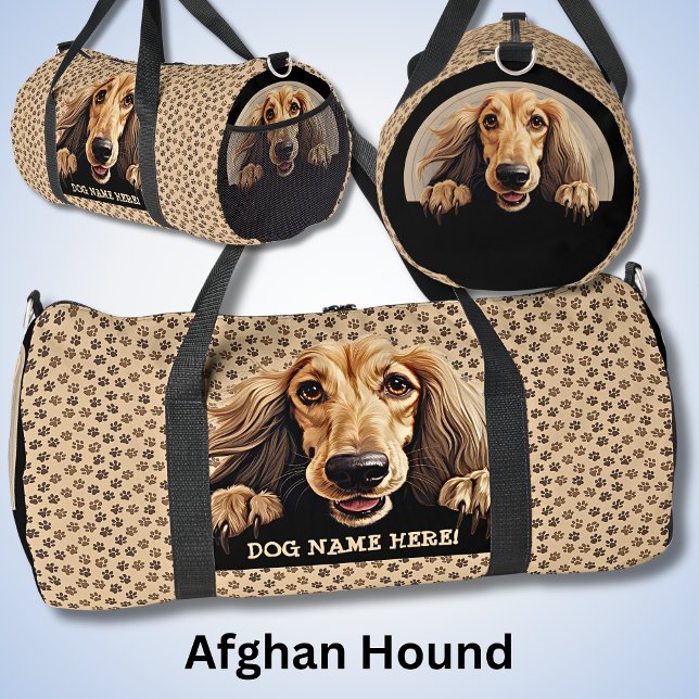 Sac De Sport Ajouter Nom Du Chien, Votre Nom, Hound Afghan (Créateur téléchargé)