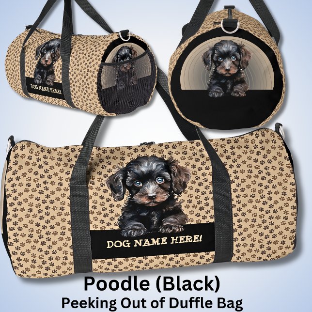 Sac De Sport Ajouter Nom du chien Votre nom, Poodle - Noir (Créateur téléchargé)