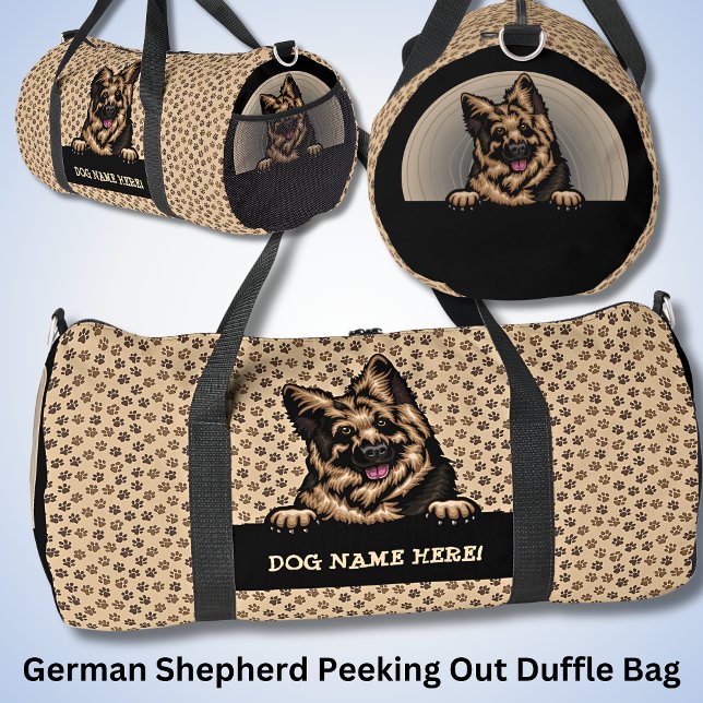 Sac De Sport Ajouter un nom de chien ou votre nom, berger allem (Créateur téléchargé)