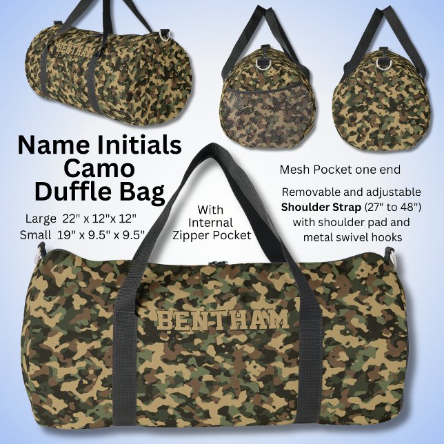 Sac De Sport Ajouter un nom Initiales Camouflage Vert olive Bro (Créateur téléchargé)