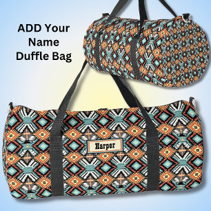 Sac De Sport Ajouter un nom, Orange Aqua Brown géométrique West