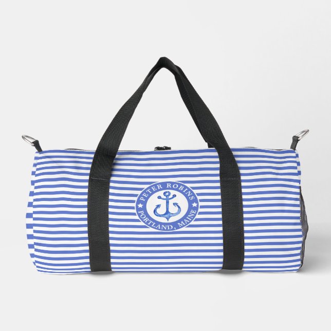 Sac De Sport Ancre nautique bleu marine Personnalisé (Recto)