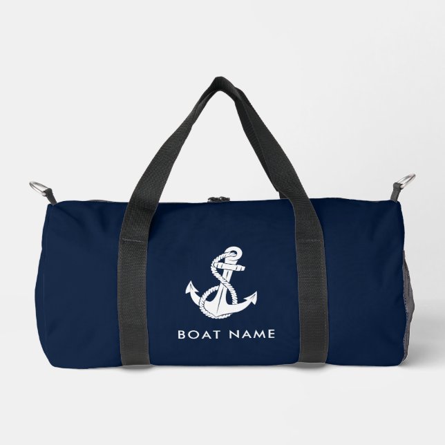 Sac De Sport Ancre nautique Marine Blue Boat Crew Custom (Recto)