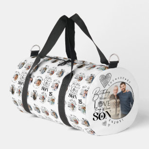 Sac De Sport Anniversaire de Fils 8 Collage de Photos Typograph