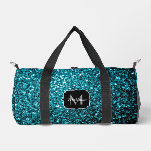 Sac De Sport Aqua bleu faux parties scintillant scintille Monog