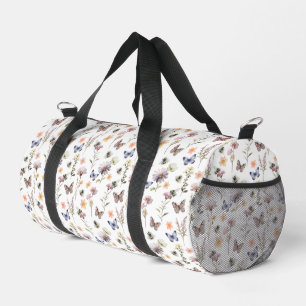 Sac De Sport Aquarelle Fleur Sauvage Violette, Abeille et Papil