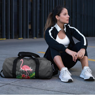 Sac De Sport Aquarelle Fleurs tropicales Flamant rose personnal